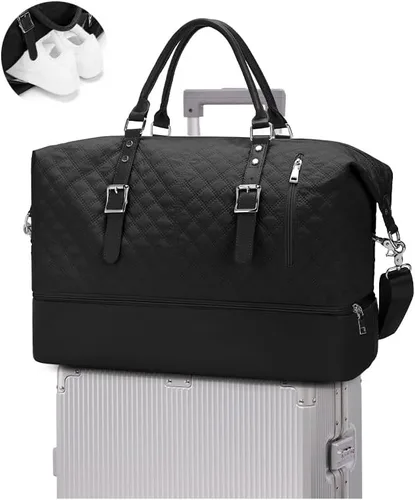 Miniatura 22 de VECAVE Bolsa de viaje para mujer, bolsa deportiva para gimnasio, E20-Púrpura profundo, Grande, Bolsa de viaje