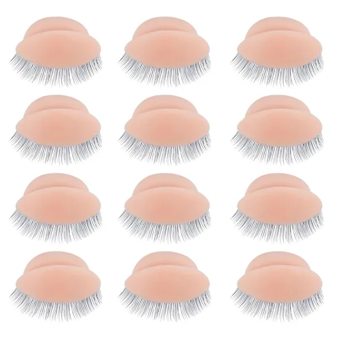 6 pares de párpados de repuesto para cabeza de maniquí, extraíbles y realistas con pestañas para entrenamiento de pestañas, extensiones de maquillaje