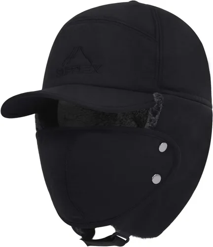 Sombrero de trampero de invierno, sombreros de caza, gorro de Ushanka ruso térmico de piel sintética, orejera, sombrero de esquí a prueba de viento,