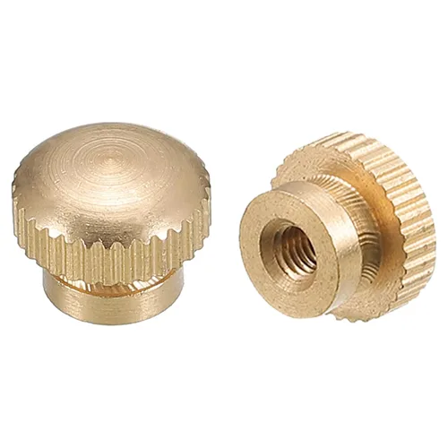 Miniatura 12 de uxcell Tuercas moleteadas para pulgar, 5 tuercas moleteadas de latón M3 x D10mm x H8mm con collar de cabeza alta con agujero ciego moleteado