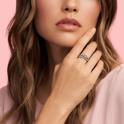 Miniatura 3 de Pandora Anillo de corona de tiara de princesa, anillo de plata de ley para mujer, anillo apilable, regalo para ella, plata de ley con circonita
