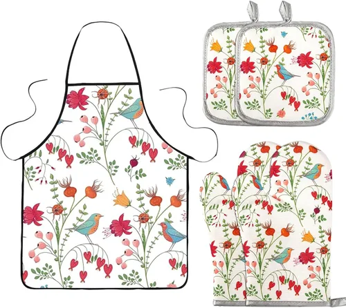Miniatura 10 de 5 Pcs Kitchen Stuff Accessories, Kitchen Oven Mitts and Pot Holders Sets with Cooking Kitchen Aprons for Women,Gifts for Women 5 piezas