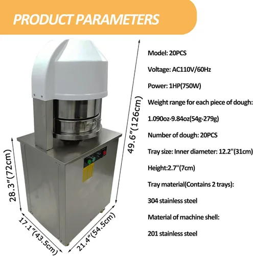 Miniatura 2 de Divisor eléctrico de masa redondo, 36 piezas, cortador de masa de 1.06 ~ 5.47 onzas, máquina de fabricación de bolas de masa, separador de masa
