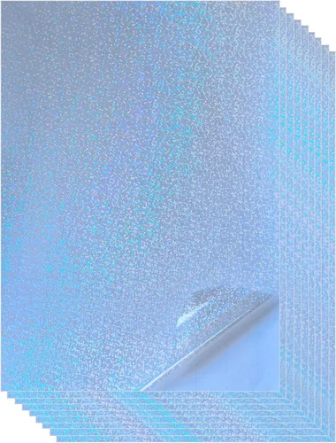 Miniatura 11 de 36 hojas de papel adhesivo holográfico transparente A4, láminas de vinilo autoadhesivas, película laminada de superposición