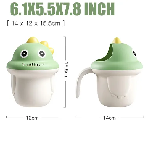 Miniatura 5 de Enjuague Champú Enjuagador Bebé Enjuague Taza de baño para bebé Enjuagador Lavar la taza de pelo protegiendo los ojos del bebé (verde)