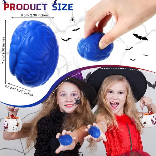 Miniatura 2 de Leitee 12 unidades de bolas de estrés cerebral a granel, cerebro grande, poliuretano, mano, ejercicio muscular, pelota de presión, divertido alivio