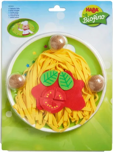 Miniatura 4 de HABA Juego de comida suave de espaguetis y albóndigas con plato, juguete de cocina para niños pequeños y niños, divertido juego de cocina