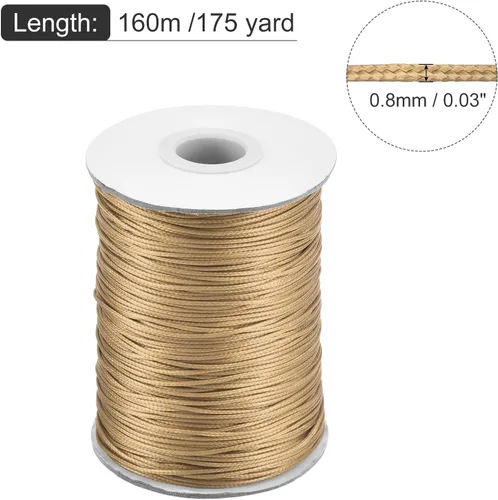Miniatura 2 de MECCANIXITY Cordón encerado de poliéster encerado de 0.031 in, cuerda de cera de 175 yardas para hacer pulseras, collares, cuentas, joyería y Caqui