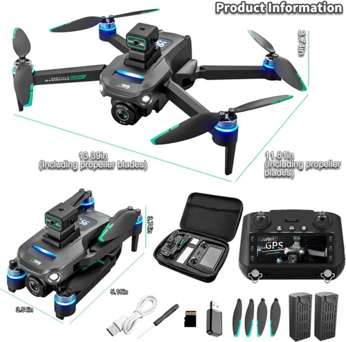Miniatura 2 de Drone GPS con controlador de pantalla HD de 5.9 pulgadas, cámara UHD 2K, prevención de obstáculos láser de 360°, despegue/retorno con una tecla