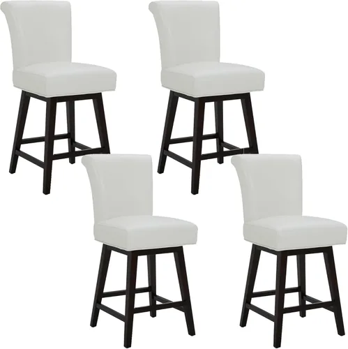 Miniatura 14 de CHITA Taburete giratorio de 26 pulgadas con altura de mostrador, taburete de bar tapizado moderno con respaldo certificado FSC de cuero sintético