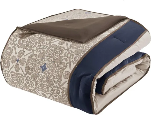 Miniatura 11 de Madison Park Essentials Delaney - 24 piezas para habitación, jacquard satinado, para todas las estaciones, tamaño California King