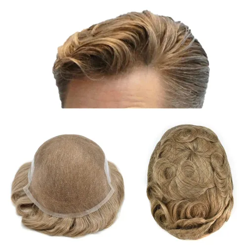 Miniatura 56 de Tupé para hombre, cabello humano real, suave encaje suizo frontal, tupé para hombres, sistema de cabello, extensiones capilar para hombre