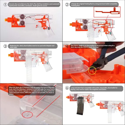 Miniatura 6 de JGCWorker Kit de mod de revista Short Dart Talon para Nerf Stryfe y Worker Swordfish Dominator
