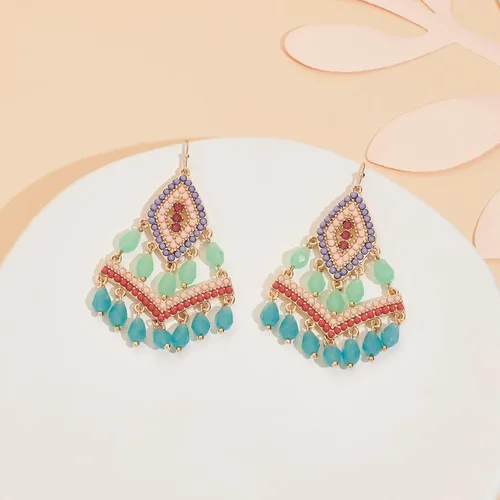 Miniatura 5 de Boho Drop Earrings Seed Bead Dangle Earrings Vacation Earrings Colorful Statement Earrings Jewelry Present
