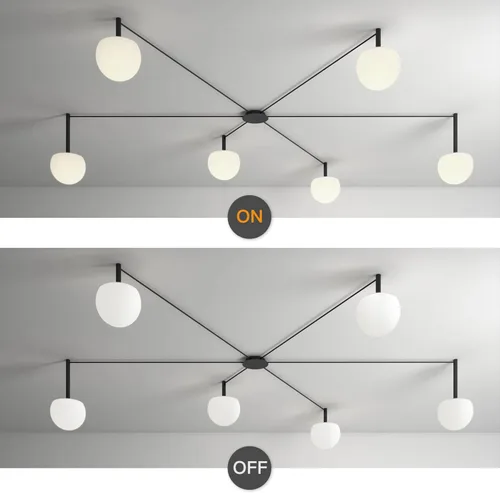 Miniatura 6 de Lámpara de Techo Semiempotrada de Cristal Negro de 3 Luces Adecuada para Salas de Estar, Dormitorios, Pasillos, Comedores, Comedores, Lámpara
