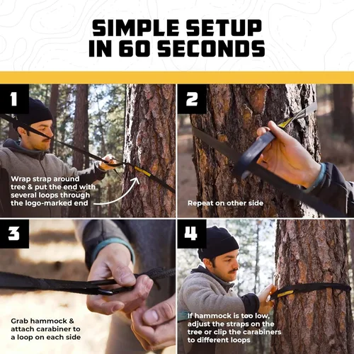Miniatura 7 de Wise Owl Outfitters Hamaca de camping – Hamaca portátil de 500 libras con correas de árbol – viajes, mochileros, senderismo, equipo de campamento al