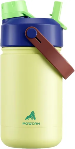Miniatura 39 de POWCAN - Botella de agua con aislamiento de 18 onzas, con tapa de boquilla y pajilla 2 en 1, fría 24 horas, a prueba de fugas, apta para portavasos