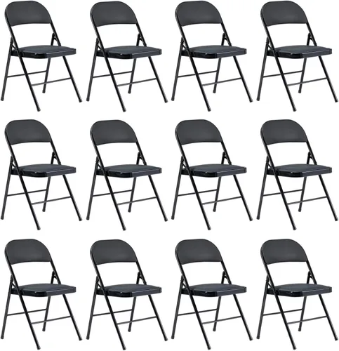 Miniatura 32 de Paquete de 4 sillas plegables negras con cojín acolchado y respaldo para interiores y exteriores, silla plegable comercial apilable portátil