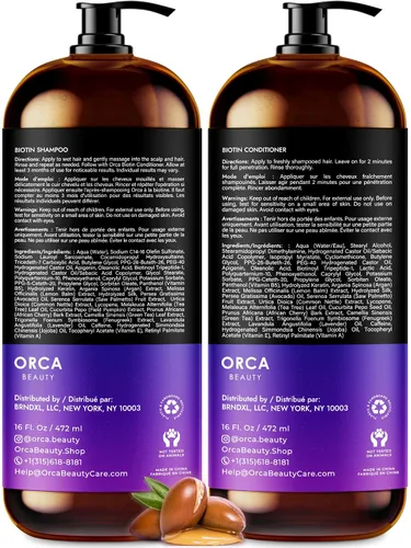 Miniatura 2 de Biotin Champú y acondicionador para mujeres y hombres – Set de champú y acondicionador voluminizador para ayudar a estimular el adelgazamiento