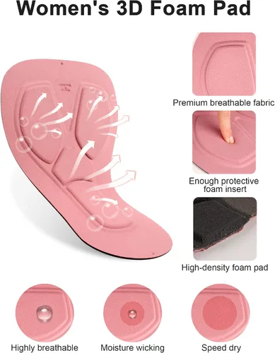 Miniatura 3 de DEALYORK Pantalones cortos acolchados para mujer, ropa interior de ciclismo, pantalones cortos de ciclismo con acolchado 3D, diseño súper ligero