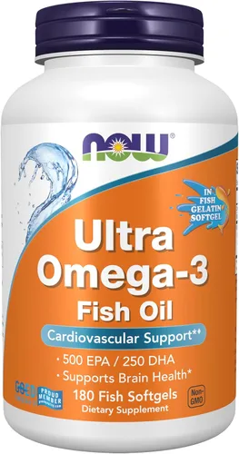 Miniatura 10 de NOW Foods Suplementos, Ultra Omega-3,500 EPA y 250 DHA, apoyo cardiovascular*, cápsulas blandas de gelatina de 180 peces, (paquete de 2)