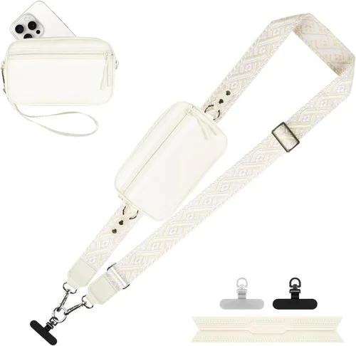 Miniatura 22 de YFWE Correa de clip and go para teléfono con cartera cruzada, cordón ajustable para teléfono con cartera RFID desmontable, correa universal