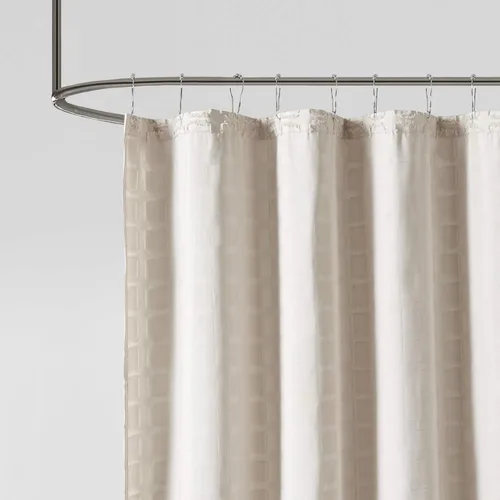 Miniatura 3 de Madison Park Metro - Ducha de baño, diseño texturizado con recortes, cortinas modernas de tela de baño de privacidad de mediados de siglo, 72 x 72