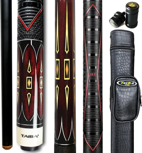 Tai ba cues Palo de piscina de 2 piezas con funda de 1 x 1, agarre de goma sintética, punta de cuero multicapa de 0.51 pulgadas, 58 pulgadas, palo