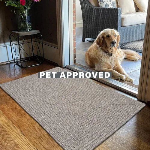 Miniatura 6 de Alfombra ovalada trenzada gris humo de 20 x 30 pulgadas, lavable para interiores y exteriores, decoración campestre para cocinas y entradas