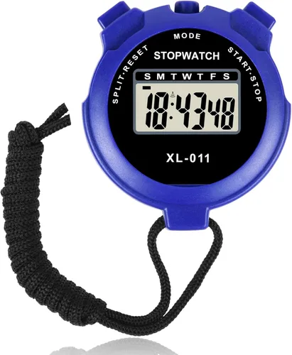Vicloon Temporizador digital, temporizador deportivo simple con pantalla grande, cronómetro dividido de una sola vuelta, reloj de 12/24 horas con