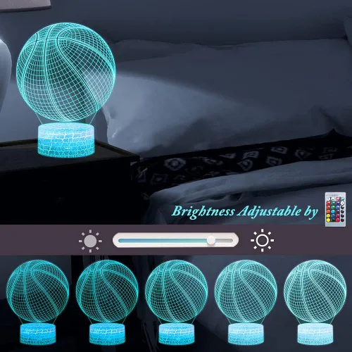 Miniatura 4 de Luz nocturna de baloncesto, lámpara de ilusión LED 3D con control remoto y cable USB, luces intercambiables de 16 colores, el mejor regalo