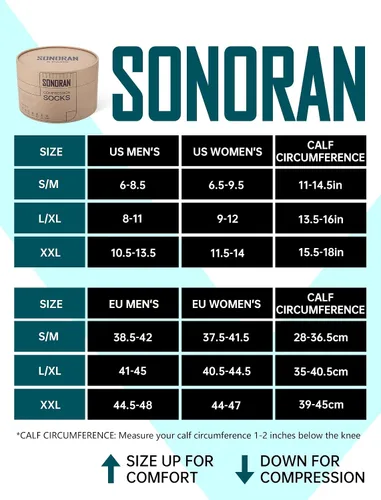 Miniatura 5 de SONORAN Calcetines de compresión para hombres y mujeres (246 pares) 20-30 mmHg de compresión graduada hasta la rodilla para correr, atletismo