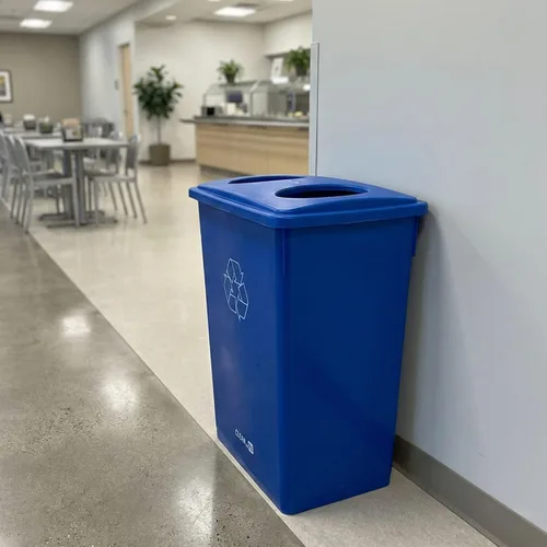 Miniatura 4 de Restaurantware Solo tapa: RW Clean 1 tapa de lata de reciclaje, se adapta a bote de basura de 23 galones, dos aberturas de botella/lata, tapa de Azul