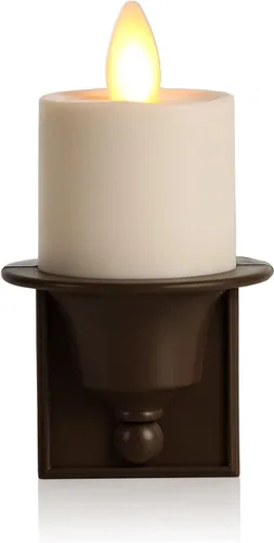 Luminara Vela sin llama con luz de amanecer a atardecer, sensor automático de oscuridad, bronce, luz LED de pared para interiores con tecnología de