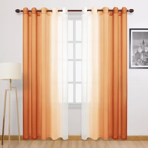 Miniatura 63 de DWCN Cortinas Transparentes de Lino Sintético Negro Degradado Ombré - Cortinas Semi Transparentes de Gasa con Ojales en la Parte Superior