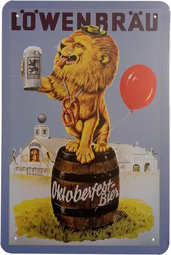ERLOOD Lowenbrau Cerveza Retro Vintage Decoración para el Hogar Cartel de Estaño