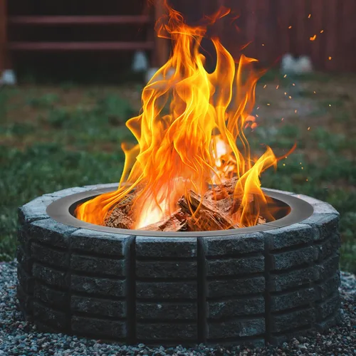 Miniatura 5 de OutVue Anillo para hoguera de 36 pulgadas, anillo para fogata para campamento, hoguera de leña para exteriores, patio, jardín, chimenea al aire libre