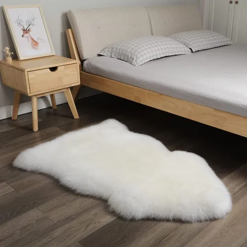 AOGELAN Alfombra de oveja genuina de alta calidad, piel de oveja auténtica, esponjosa, esponjosa, de piel de cordero para niños, dormitorio, sofá,