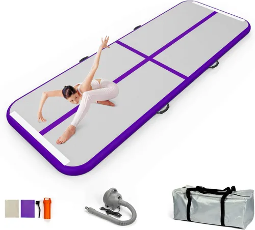 Miniatura 6 de Colchoneta de Aire de 10 pies/13 pies/16 pies/20 pies Pista de Volteretas Colchoneta Inflable de Gimnasia Pista de Volteretas con Bomba de Aire