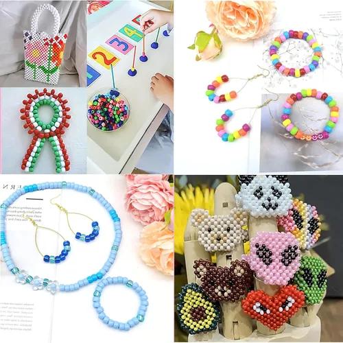 Miniatura 5 de 1000 piezas de cuentas de pony amarillas para hacer joyas - Cuentas de plástico de otoño para pulseras de la amistad, collares - Suministros