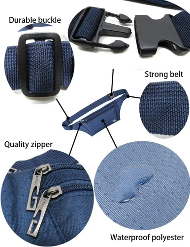 Miniatura 9 de Bolsa de cintura ultrafino con ranuras c/visualización para tarjeta de crédito, para deportes, aire libre, correr, caminar, viajes.