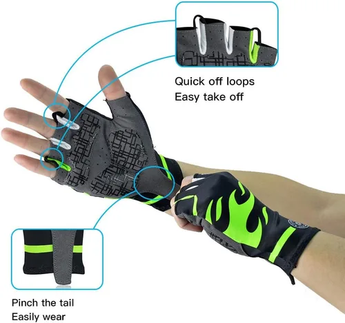 Miniatura 5 de Darevie Guantes de ciclismo, guantes de ciclismo de medio dedo, suaves y ligeros, guantes de ciclismo acolchados de gel que absorben los golpes