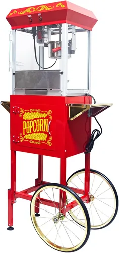 Carro de máquina de palomitas de maíz, máquina de palomitas de maíz con ruedas, máquina de palomitas de maíz estilo cine, máquina para hacer Rojo