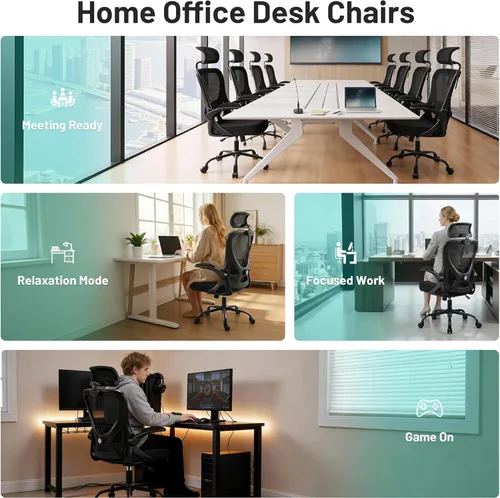 Miniatura 9 de AreShark Silla de oficina – Silla de escritorio ergonómica de malla transpirable con reposacabezas 2D y soporte lumbar ajustable – Silla ejecutiva