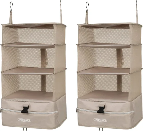 Miniatura 46 de TABITORA - Estantería portátil y plegable de gran capacidad con ganchos para colgar, ideal como almacenamiento para viajes