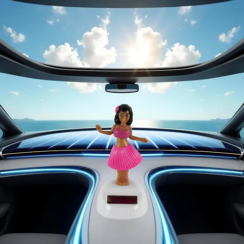 Miniatura 3 de Verde Solar Powered Dancing Hula Dashboard Decoraciones Balanceo Colección Figuras para Auto Interior Hogar