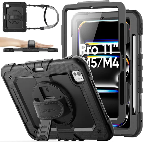 Miniatura 23 de SEYMAC stock Funda protectora para iPad Air de 11 pulgadas M3 2025/M2 2024 (Air 7ª/6ª generación), funda resistente con protector de pantalla