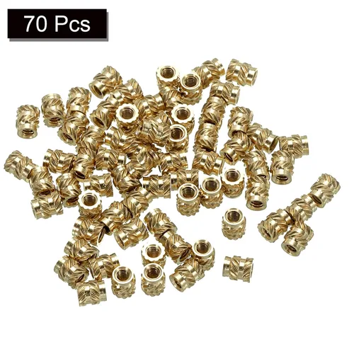 Miniatura 3 de uxcell Insertos roscados M2, 70 piezas de tuercas moleteadas métricas de latón para plástico, componentes de impresión 3D