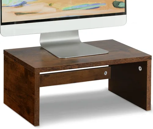 Miniatura 9 de TEAMIX Elevador de monitor de 14.2 pulgadas, elevador de monitor de madera con almacenamiento para escritorio, soporte de monitor pequeño