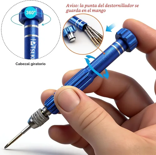 Miniatura 3 de PTSLKHN S2 - Destornillador pequeño multifuncional 5 en 1, kit de destornilladores magnéticos de acero para lentes, gafas de sol, electrónica